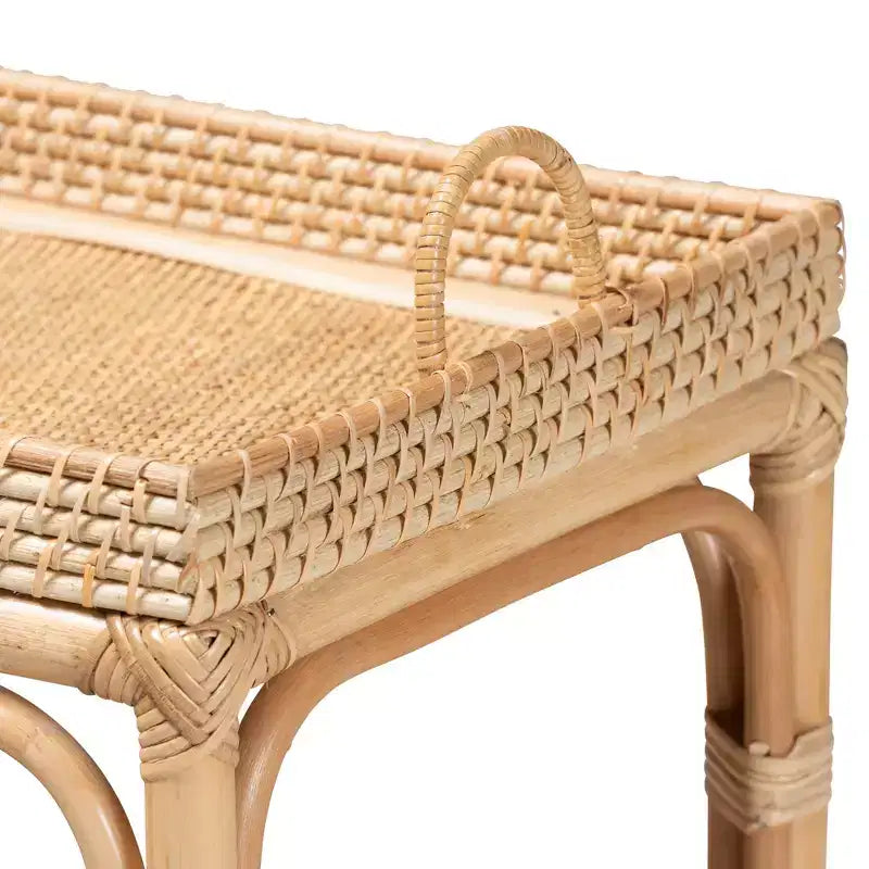 Console en rotin naturel marron style bohème moderne bali & pari Lombok