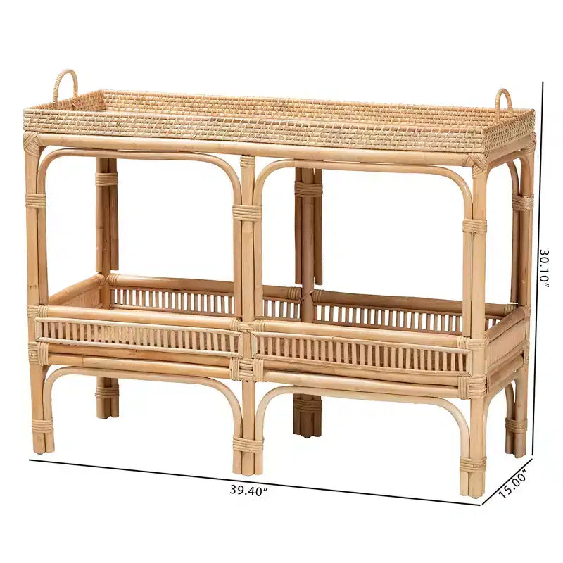 Console en rotin naturel marron style bohème moderne bali & pari Lombok