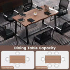 Costway Grande table à manger 63 po pour 4 à 6 personnes avec bord ondulé et cadre en métal robuste Café/Noir