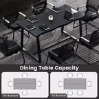 Costway Grande table à manger 63 po pour 4 à 6 personnes avec bord ondulé et cadre en métal robuste Café/Noir