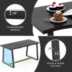 Costway Grande table à manger 63 po pour 4 à 6 personnes avec bord ondulé et cadre en métal robuste Café/Noir