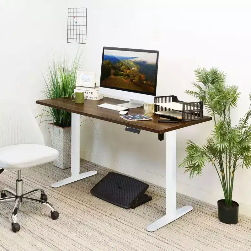 Mount-It! Piètement de bureau assis-debout électrique à moteur unique, Blanc