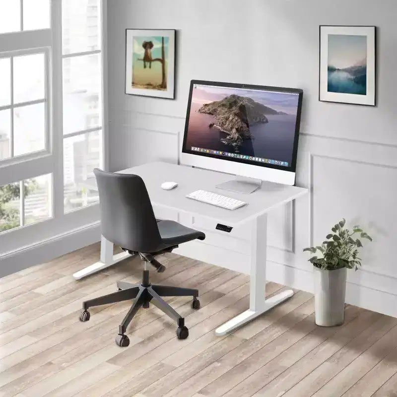 Mount-It! Bureau debout électrique à double moteur avec plateau de 48 pouces, blanc