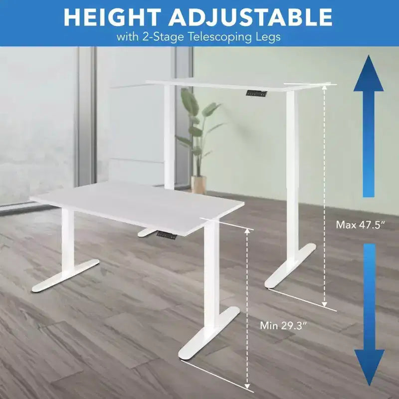 Mount-It! Bureau debout électrique à double moteur avec plateau de 48 pouces, blanc