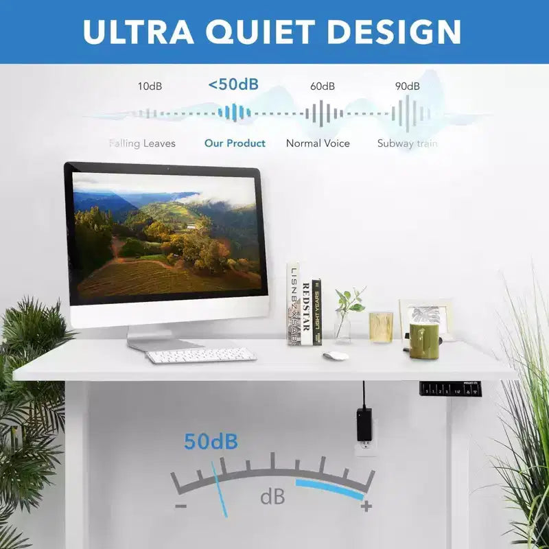 Mount-It! Bureau debout électrique à double moteur avec plateau de 48 pouces, blanc