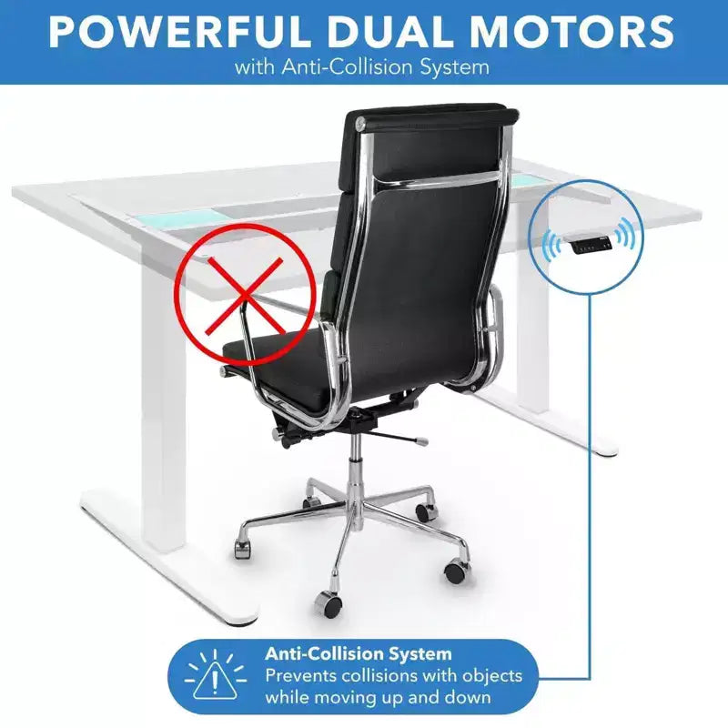Mount-It! Bureau debout électrique à double moteur avec plateau de 48 pouces, blanc