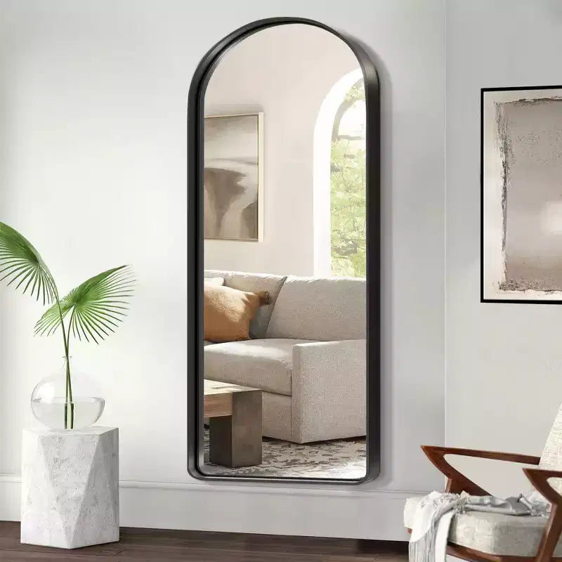 Dovelina Miroir mural encadré en métal arqué pleine longueur