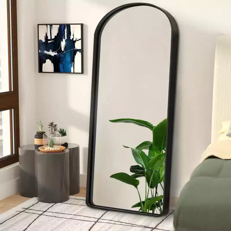 Dovelina Miroir mural encadré en métal arqué pleine longueur