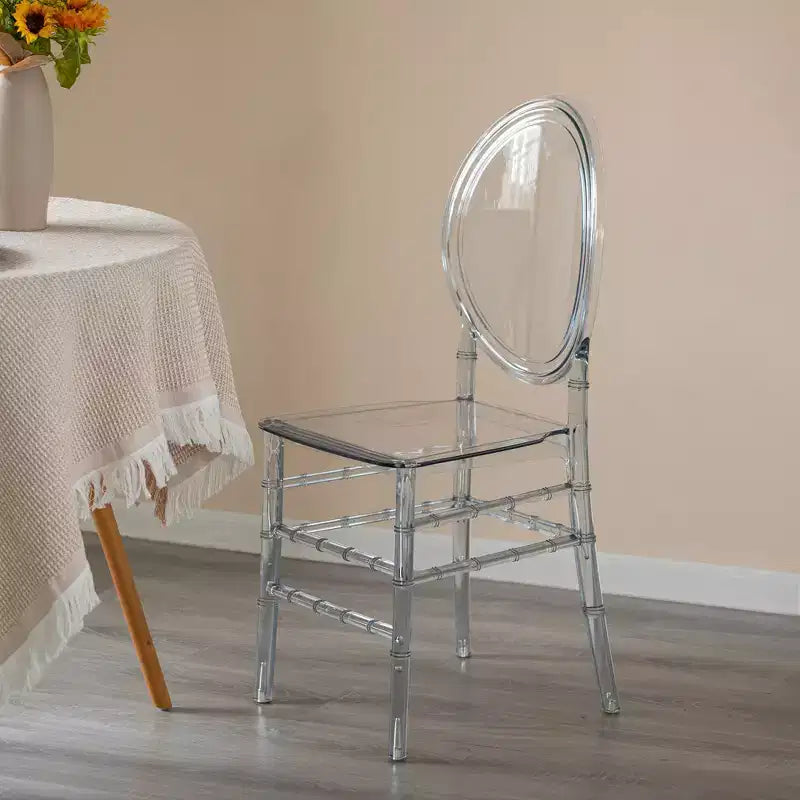 Chaise en acrylique moderne Fabulaxe avec cristaux, Chaise de salle à manger Florence, Siège transparent empilable pour événements et mariages