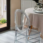 Chaise en acrylique moderne Fabulaxe avec cristaux, Chaise de salle à manger Florence, Siège transparent empilable pour événements et mariages