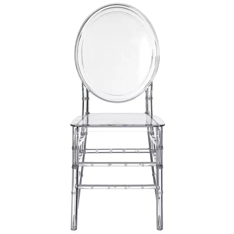 Chaise en acrylique moderne Fabulaxe avec cristaux, Chaise de salle à manger Florence, Siège transparent empilable pour événements et mariages