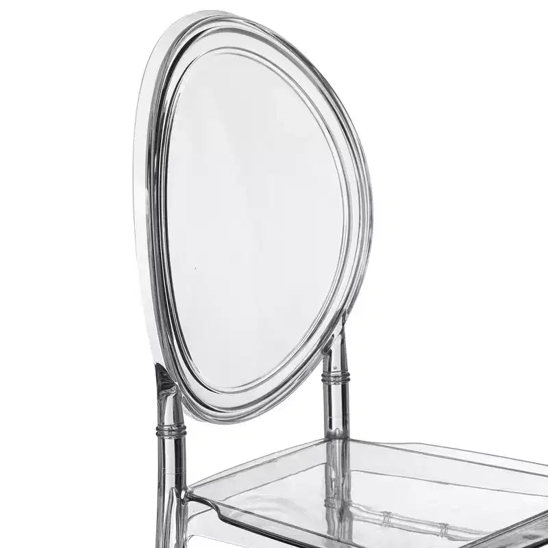 Chaise en acrylique moderne Fabulaxe avec cristaux, Chaise de salle à manger Florence, Siège transparent empilable pour événements et mariages