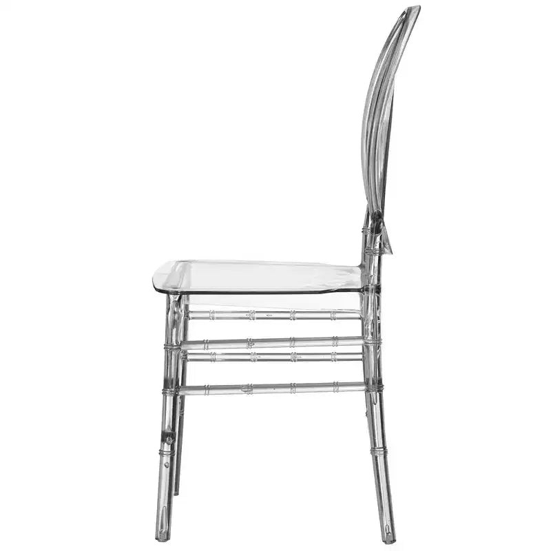 Chaise en acrylique moderne Fabulaxe avec cristaux, Chaise de salle à manger Florence, Siège transparent empilable pour événements et mariages
