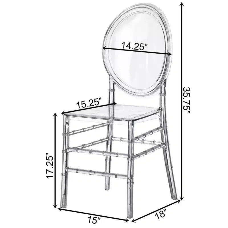 Chaise en acrylique moderne Fabulaxe avec cristaux, Chaise de salle à manger Florence, Siège transparent empilable pour événements et mariages