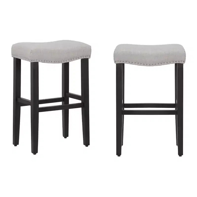 Tabouret de bar WestinTrends 29 avec assise rembourrée en forme de selle (lot de 2), noir/gris