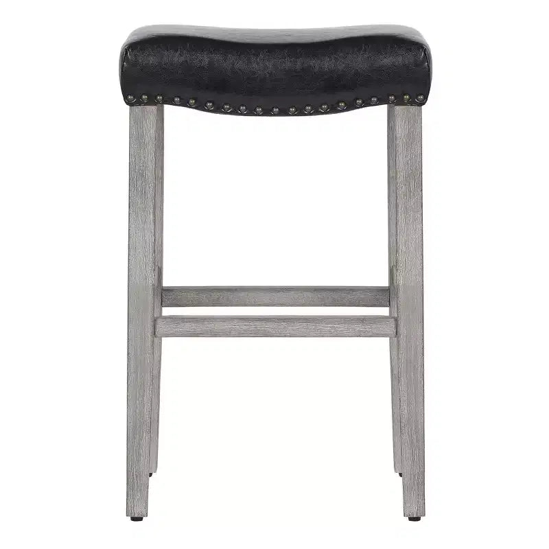 WestinTrends 29 Tabouret de bar rembourré avec siège de selle (lot de 2), gris antique/noir