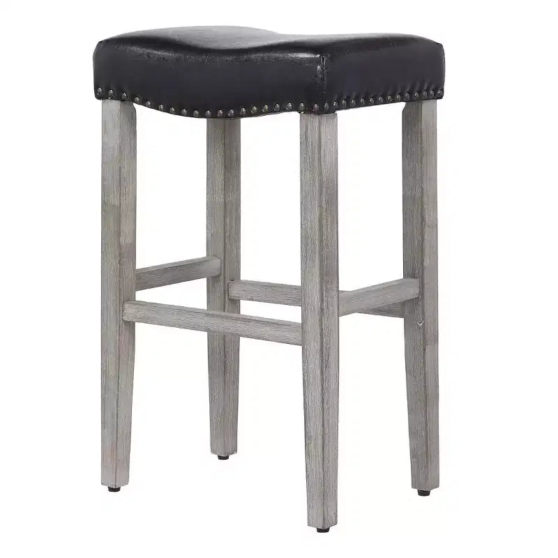 WestinTrends 29 Tabouret de bar rembourré avec siège de selle (lot de 2), gris antique/noir