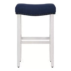 Tabouret de bar WestinTrends 29 avec siège sans dossier rembourré, blanc antique/bleu marine