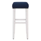 Tabouret de bar WestinTrends 29 avec siège sans dossier rembourré, blanc antique/bleu marine
