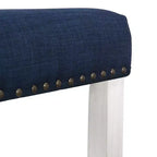 Tabouret de bar WestinTrends 29 avec siège sans dossier rembourré, blanc antique/bleu marine