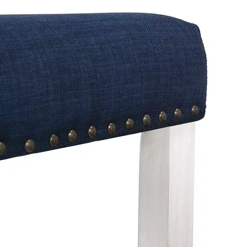 Tabouret de bar WestinTrends 29 avec siège sans dossier rembourré, blanc antique/bleu marine