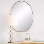 Miroir mural ovale Uttermost Cabell en laiton brossé, 61 x 81 cm