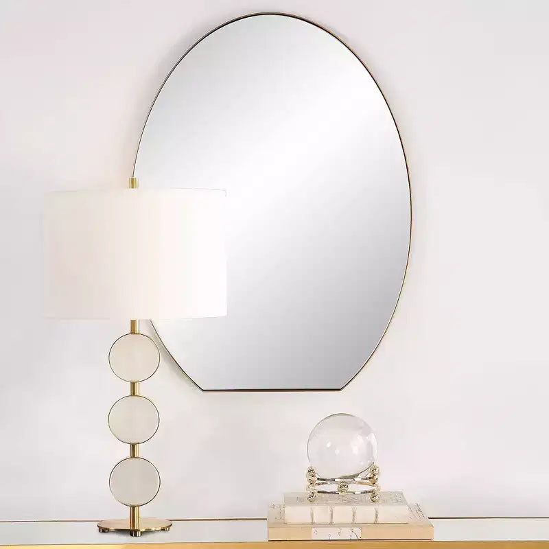 Miroir mural ovale Uttermost Cabell en laiton brossé, 61 x 81 cm