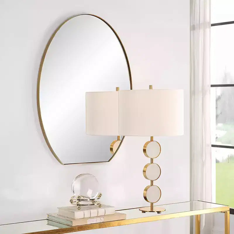 Miroir mural ovale Uttermost Cabell en laiton brossé, 61 x 81 cm