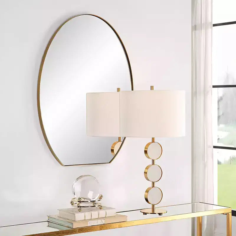 Miroir mural ovale Uttermost Cabell en laiton brossé, 61 x 81 cm