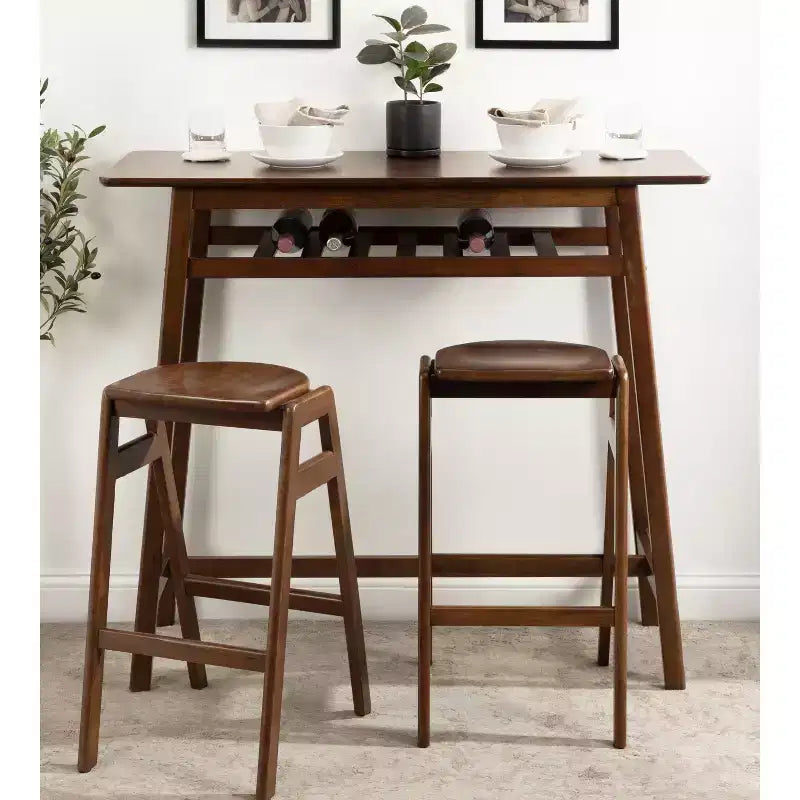 Table de pub Kate et Laurel Morreau en bois, 48x19x43, Noyer brun