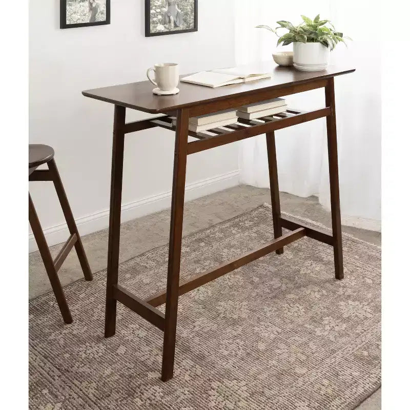Table de pub Kate et Laurel Morreau en bois, 48x19x43, Noyer brun