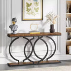 Console bois Tribesigns 55 pouces, table d'entrée étroite avec cadre métallique géométrique pour entrée de salon