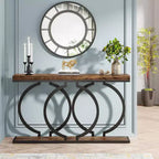 Console bois Tribesigns 55 pouces, table d'entrée étroite avec cadre métallique géométrique pour entrée de salon