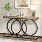 Console bois Tribesigns 55 pouces, table d'entrée étroite avec cadre métallique géométrique pour entrée de salon