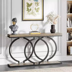 Console bois Tribesigns 55 pouces, table d'entrée étroite avec cadre métallique géométrique pour entrée de salon