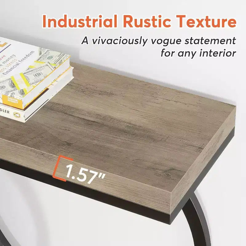 Console bois Tribesigns 55 pouces, table d'entrée étroite avec cadre métallique géométrique pour entrée de salon
