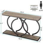 Console bois Tribesigns 55 pouces, table d'entrée étroite avec cadre métallique géométrique pour entrée de salon