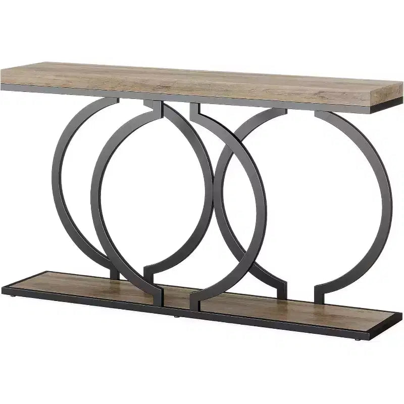 Console bois Tribesigns 55 pouces, table d'entrée étroite avec cadre métallique géométrique pour entrée de salon