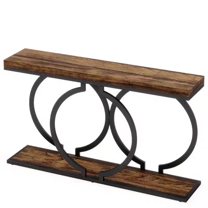 Console bois Tribesigns 55 pouces, table d'entrée étroite avec cadre métallique géométrique pour entrée de salon