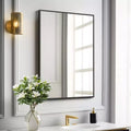 Dovelina Modern Rectangle Metal Frame Decorative Wall Mirror - 38x24, Black