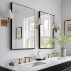 Miroir mural décoratif Dovelina rectangulaire moderne à cadre métallique - 38x24, Noir