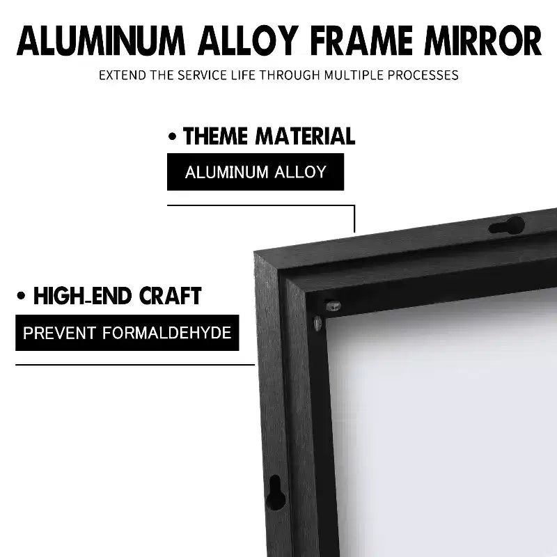 Miroir mural décoratif Dovelina rectangulaire moderne à cadre métallique - 38x24, Noir