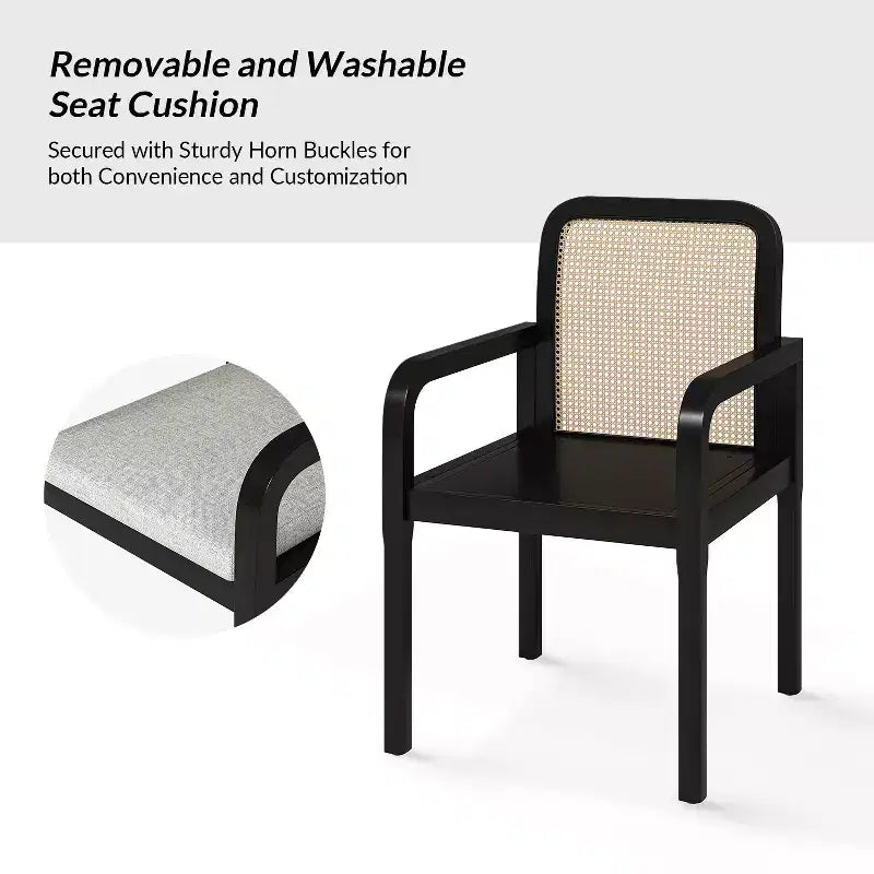 Chaise de salle à manger Hieromymus Modern Ratten avec coussin amovible | HULALA HOME