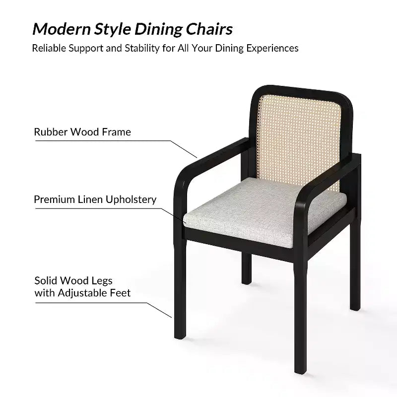 Chaise de salle à manger Hieromymus Modern Ratten avec coussin amovible | HULALA HOME