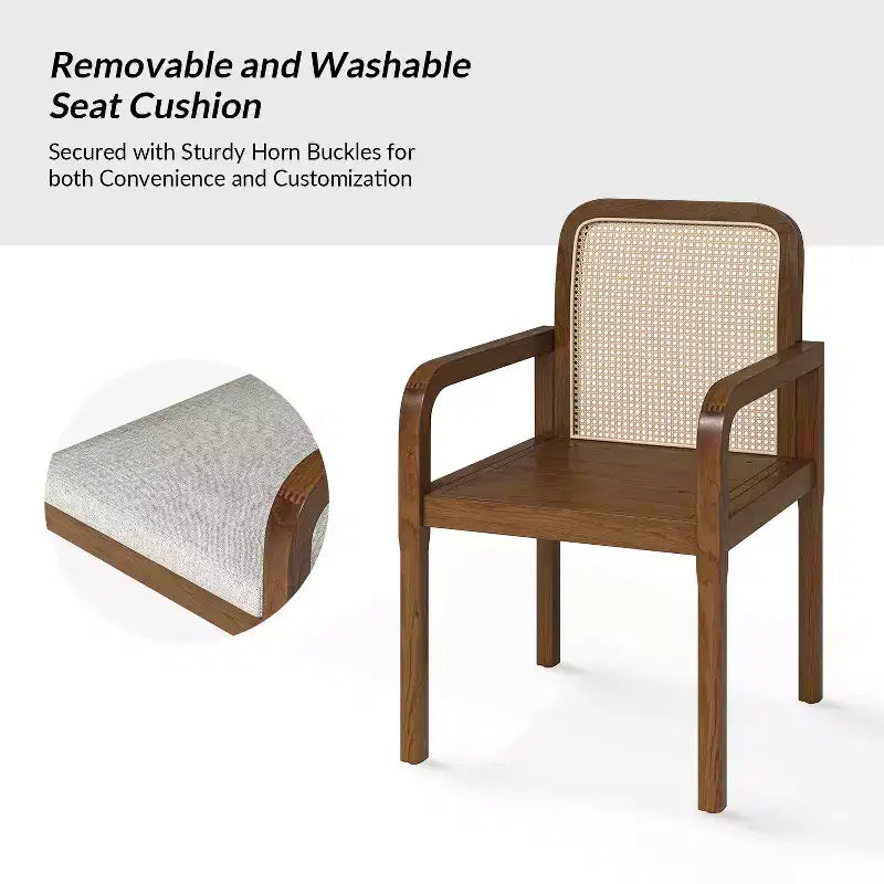 Chaise de salle à manger Hieromymus Modern Ratten avec coussin amovible | HULALA HOME