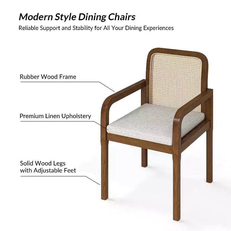 Chaise de salle à manger Hieromymus Modern Ratten avec coussin amovible | HULALA HOME