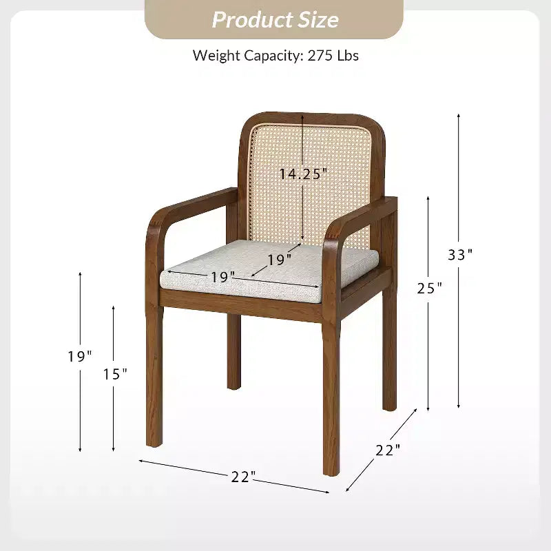 Chaise de salle à manger Hieromymus Modern Ratten avec coussin amovible | HULALA HOME