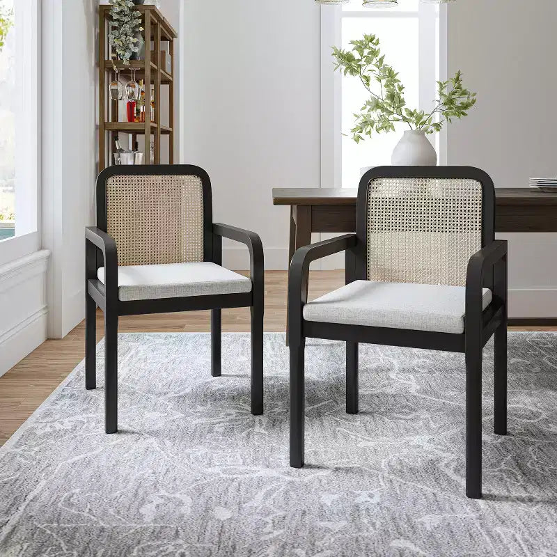 Chaise de salle à manger Hieromymus Modern Ratten avec coussin amovible | HULALA HOME