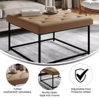 Flash Furniture Ashton Pouf carré capitonné de 76 cm avec cadre en métal