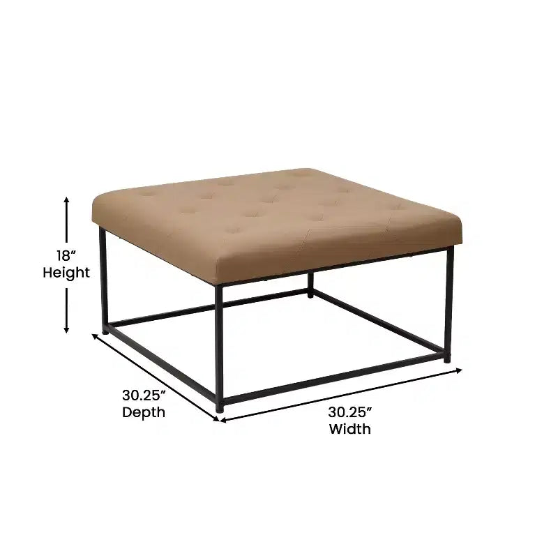 Flash Furniture Ashton Pouf carré capitonné de 76 cm avec cadre en métal